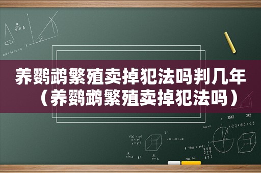 養鸚鵡繁殖賣掉犯法嗎判幾年（養鸚鵡繁殖賣掉犯法嗎）