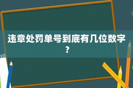 違章處罰單號到底有幾位數字？