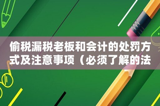偷稅漏稅老板和會計的處罰方式及注意事項（必須了解的法律知識）