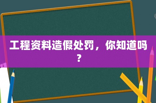 工程資料造假處罰，你知道嗎？