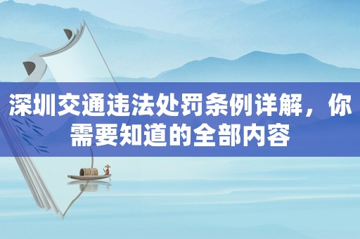 深圳交通違法處罰條例詳解，你需要知道的全部內容