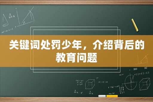 關鍵詞處罰少年，介紹背后的教育問題