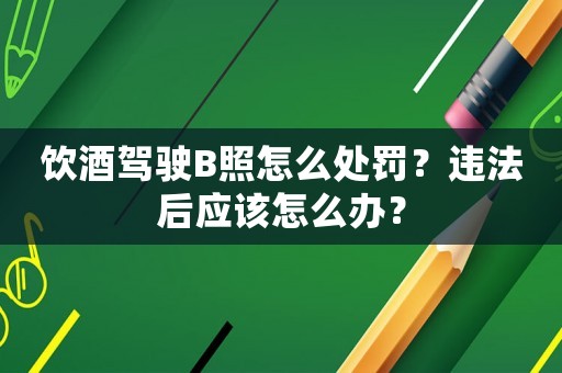 飲酒駕駛B照怎么處罰？違法后應該怎么辦？