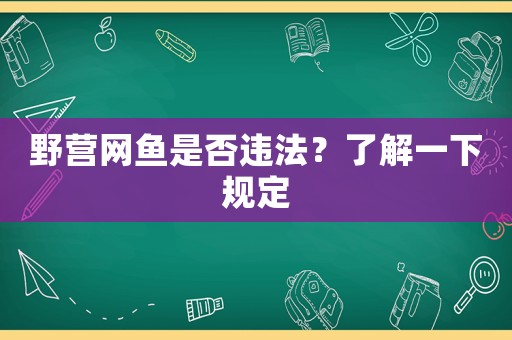 野營網魚是否違法？了解一下規定