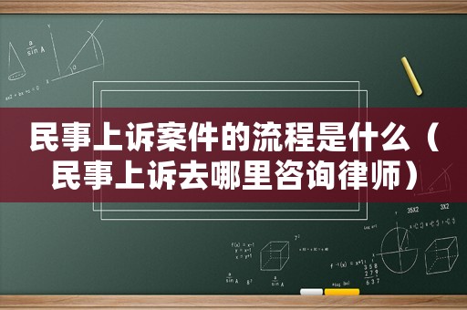 民事上訴案件的流程是什么（民事上訴去哪里咨詢律師）
