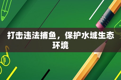 打擊違法捕魚，保護(hù)水域生態(tài)環(huán)境