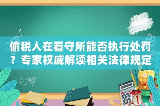 偷稅人在看守所能否執行處罰？專家權威解讀相關法律規定