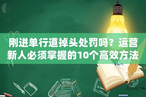 剛進單行道掉頭處罰嗎？運營新人必須掌握的10個高效方法