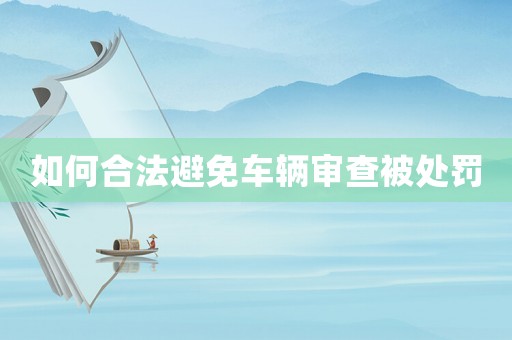 如何合法避免車輛審查被處罰