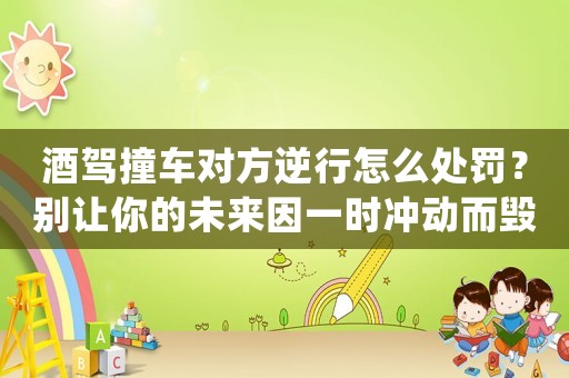 酒駕撞車對(duì)方逆行怎么處罰？別讓你的未來(lái)因一時(shí)沖動(dòng)而毀了