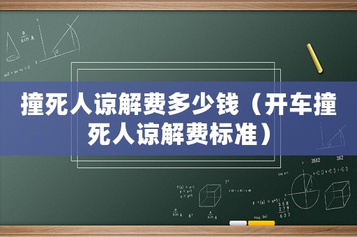 撞死人諒解費多少錢（開車撞死人諒解費標準）