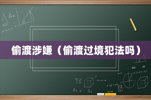 偷渡涉嫌（偷渡過境犯法嗎）