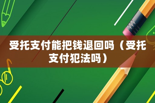 受托支付能把錢退回嗎（受托支付犯法嗎）