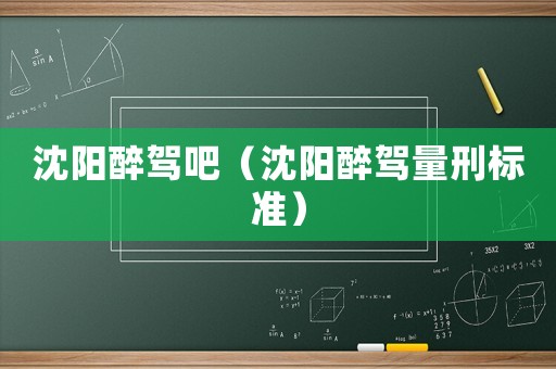 沈陽醉駕吧（沈陽醉駕量刑標(biāo)準(zhǔn)）