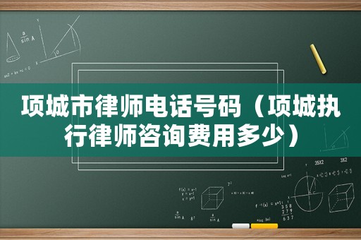 項城市律師電話號碼（項城執行律師咨詢費用多少）