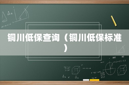 銅川低保查詢（銅川低保標準）