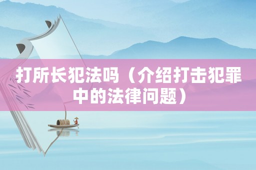 打所長犯法嗎（介紹打擊犯罪中的法律問題）