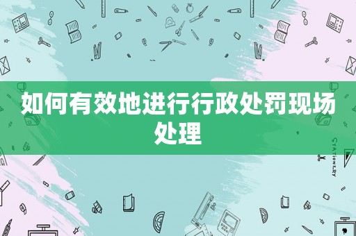 如何有效地進行行政處罰現場處理