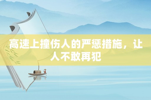高速上撞傷人的嚴懲措施，讓人不敢再犯