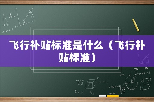 飛行補貼標準是什么（飛行補貼標準）