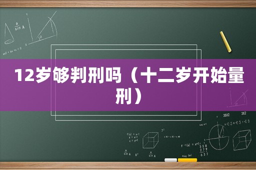 12歲夠判刑嗎（十二歲開始量刑）