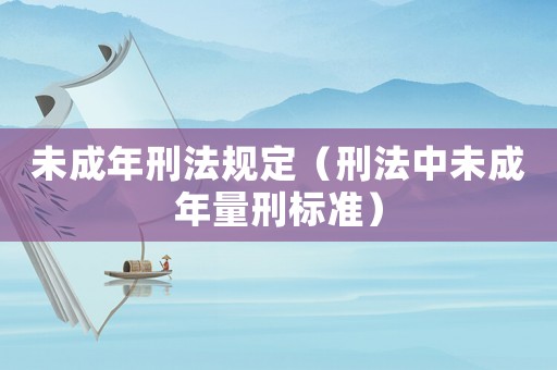 未成年刑法規定（刑法中未成年量刑標準）