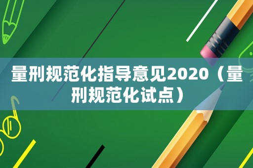 量刑規范化指導意見2020（量刑規范化試點）