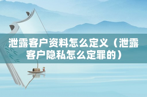 泄露客戶資料怎么定義（泄露客戶隱私怎么定罪的）