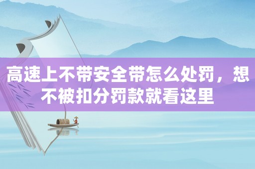 高速上不帶安全帶怎么處罰，想不被扣分罰款就看這里