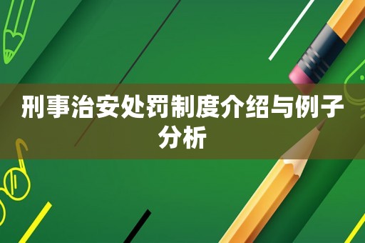 刑事治安處罰制度介紹與例子分析