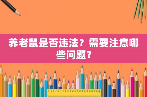 養(yǎng)老鼠是否違法？需要注意哪些問題？
