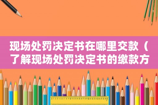 現場處罰決定書在哪里交款（了解現場處罰決定書的繳款方式）