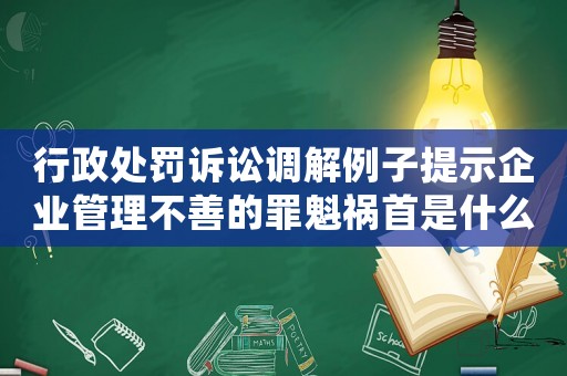 行政處罰訴訟調解例子提示企業管理不善的罪魁禍首是什么？