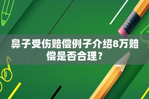 鼻子受傷賠償例子介紹8萬賠償是否合理？