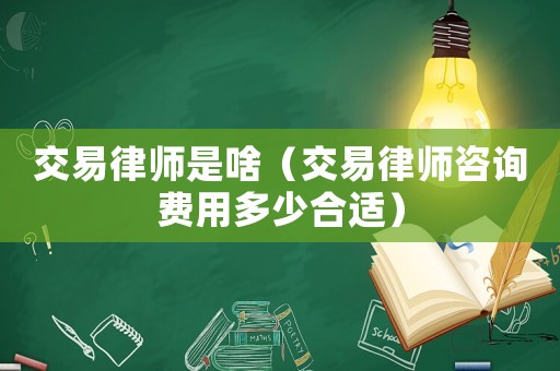 交易律師是啥（交易律師咨詢費用多少合適）