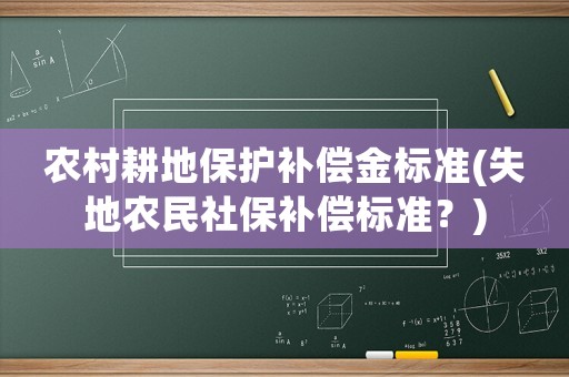 農村耕地保護補償金標準(失地農民社保補償標準？)
