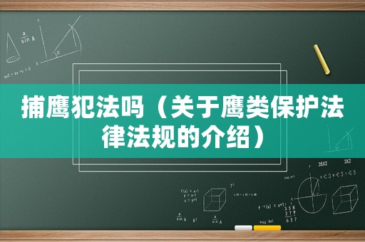 捕鷹犯法嗎（關(guān)于鷹類保護(hù)法律法規(guī)的介紹）