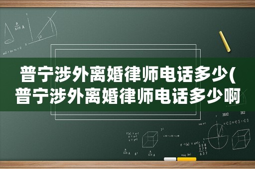 普寧涉外離婚律師電話多少(普寧涉外離婚律師電話多少啊)