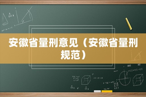 安徽省量刑意見(jiàn)（安徽省量刑規(guī)范）