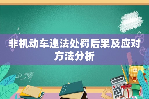 非機(jī)動(dòng)車(chē)違法處罰后果及應(yīng)對(duì)方法分析