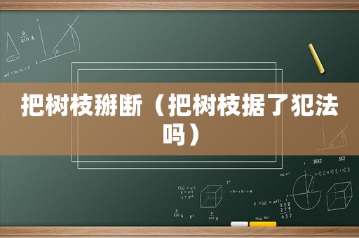 把樹枝掰斷（把樹枝據(jù)了犯法嗎）