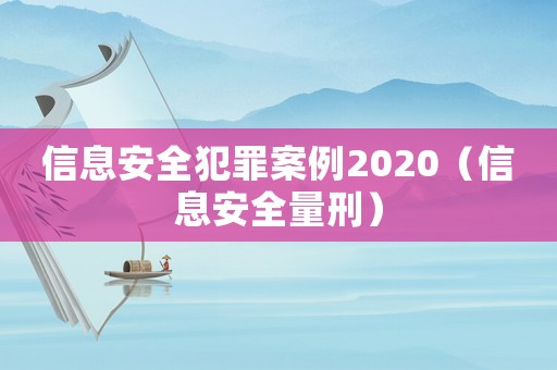 信息安全犯罪案例2020（信息安全量刑）