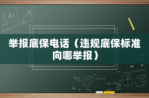 舉報底保電話（違規底保標準向哪舉報）