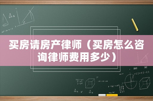 買房請房產律師（買房怎么咨詢律師費用多少）