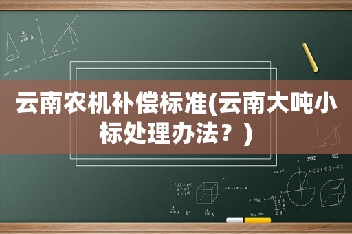 云南農機補償標準(云南大噸小標處理辦法？)