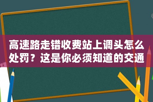高速路走錯收費站上調(diào)頭怎么處罰？這是你必須知道的交通安全知識