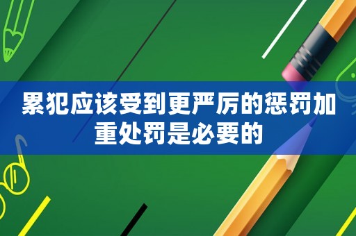 累犯應該受到更嚴厲的懲罰加重處罰是必要的