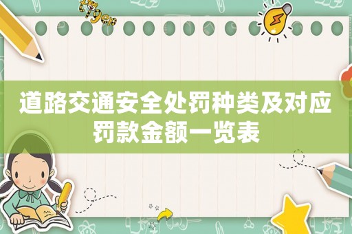道路交通安全處罰種類及對應罰款金額一覽表
