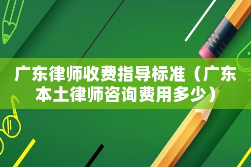 廣東律師收費指導標準（廣東本土律師咨詢費用多少）