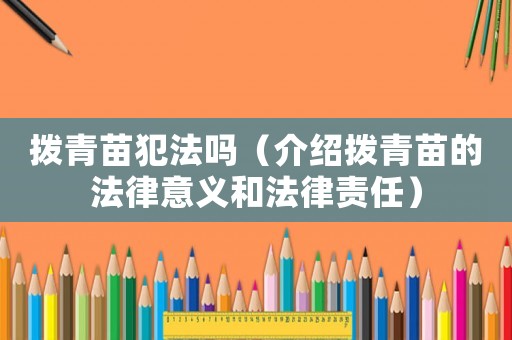 撥青苗犯法嗎（介紹撥青苗的法律意義和法律責(zé)任）